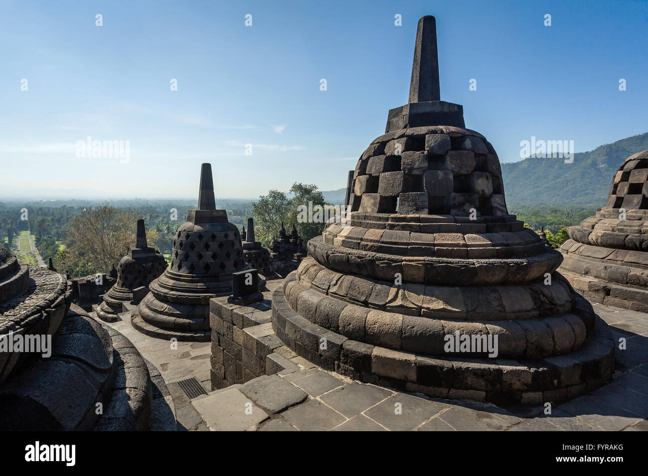 Buddhistische Tempel Borobudur Komplex in Yogjakarta auf Java, Indonesien Stockfoto