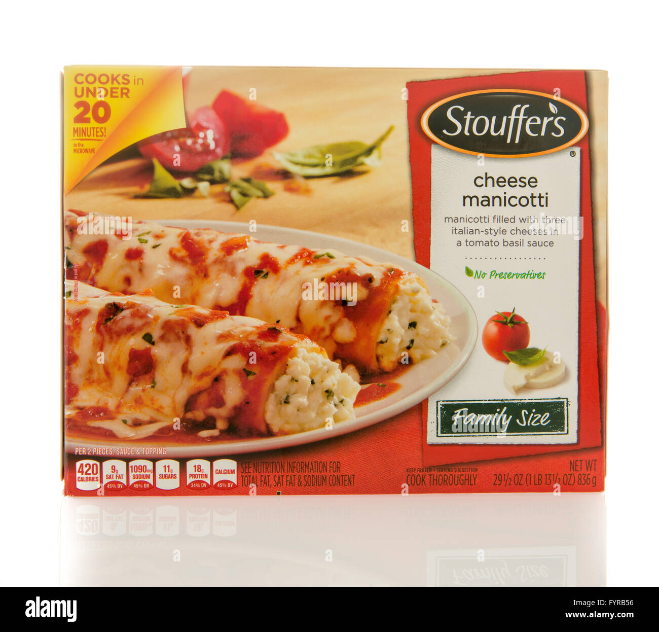 Winneconne, Wisconsin - 2. März 2016: Box von Stouffer Abendessen von Käse Manicotti Stockfoto