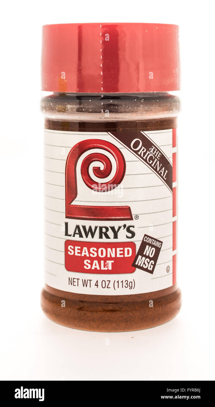 Winneconne, Wisconsin - 27. Juli 2015: Flasche von Lawry Orginal Salz gewürzt. Stockfoto