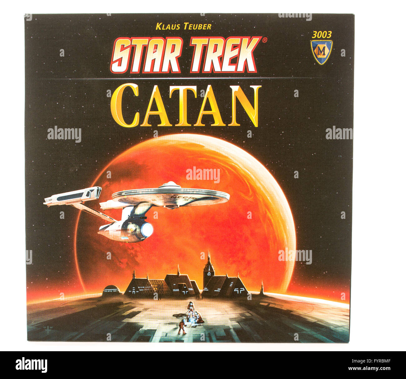 Winneconni, WI - 12. Juni 2015: Box des beliebten Brettspiels von Catan in Star Trek-Ausgabe. Stockfoto