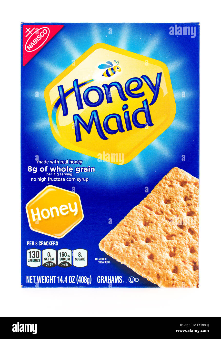 Winneconni, WI - 23. Juni 2015: Box Honey Maid Graham Cracker von Nabisco gemacht Stockfoto