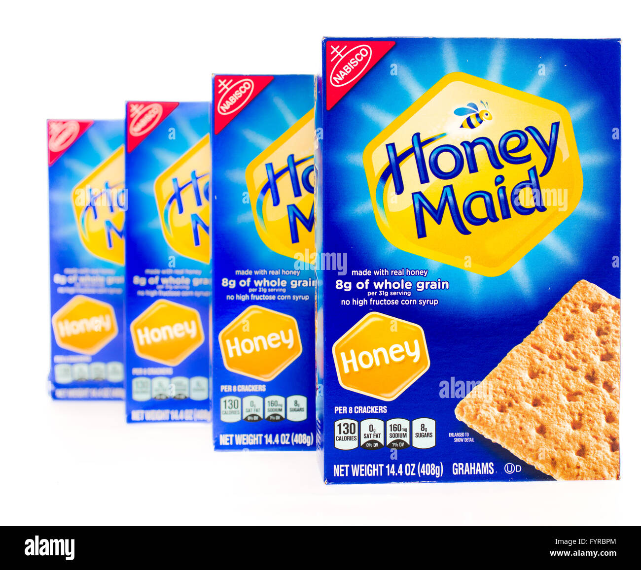 Winneconni, WI - 23. Juni 2015: bei Honey Maid Graham Cracker mit Nabisco-Boxen Stockfoto