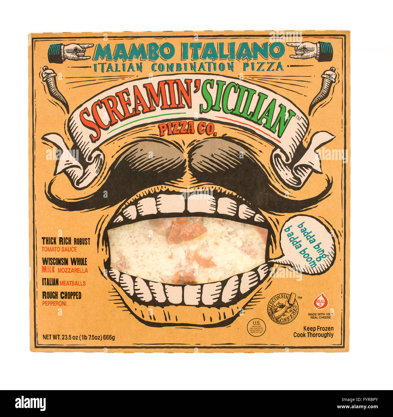 Winneconni, WI - 29. Juni 2015: Box Scramin "sizilianische Pizza im Mambo Italiano Geschmack Stockfoto