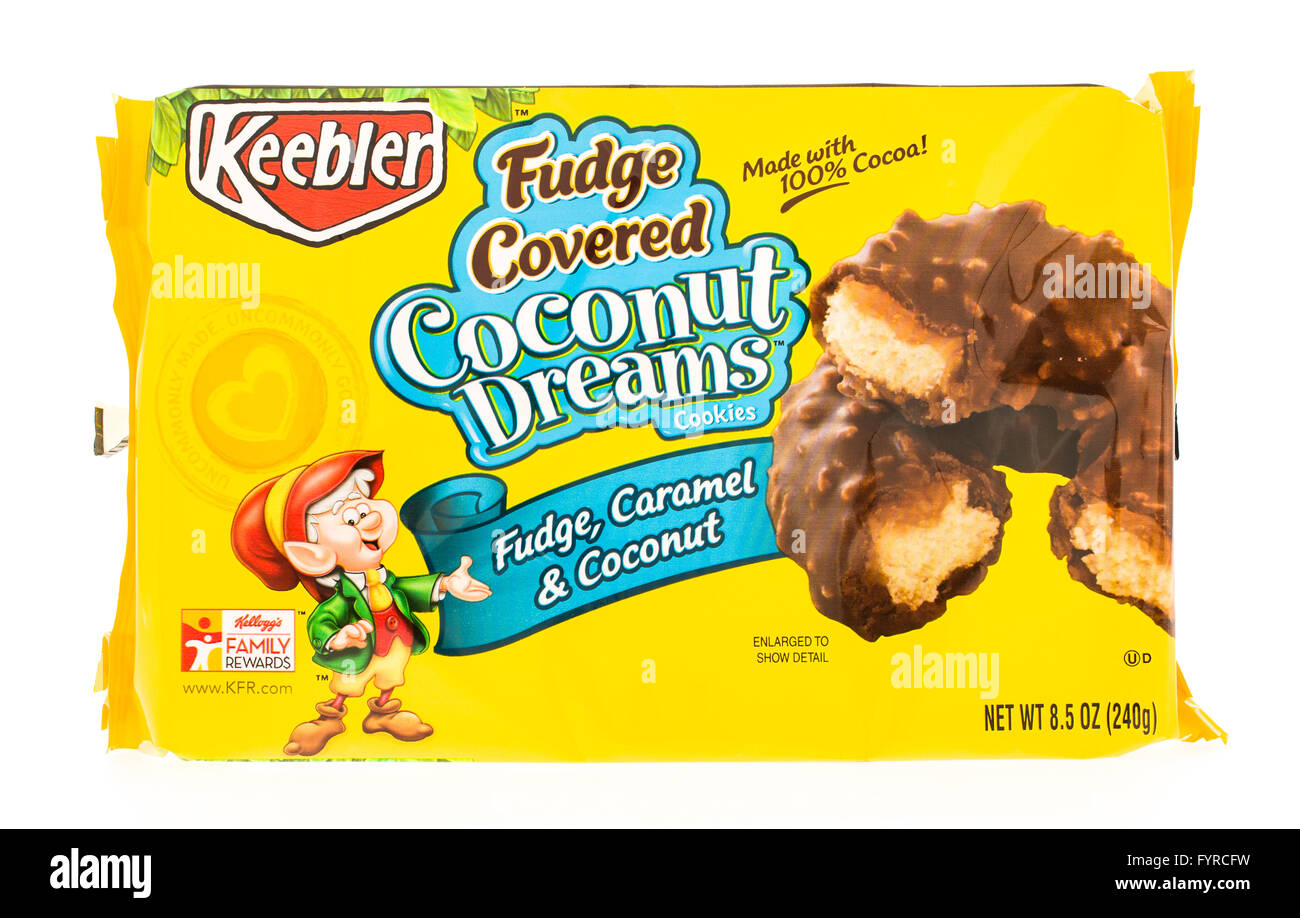 Winneconni, WI - 23. Juni 2015: Paket Keebler Fudge beklebt Kokos Traum Cookies Stockfoto