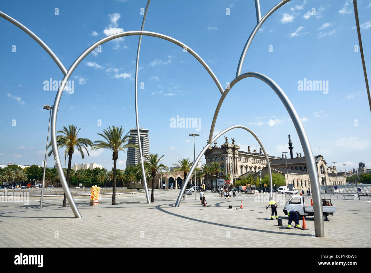 Plaça de Les Drassanes. Barcelona, Katalonien, Spanien, Europa Stockfoto