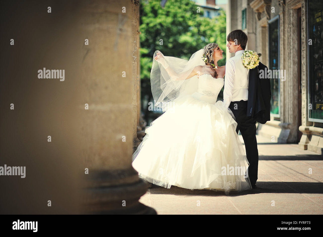 Gerade in der Liebe geheiratet Stockfoto