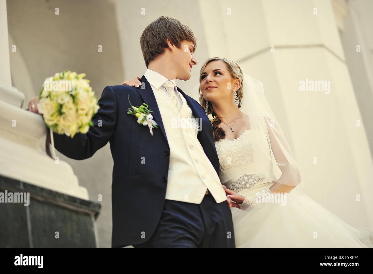 Gerade in der Liebe geheiratet Stockfoto