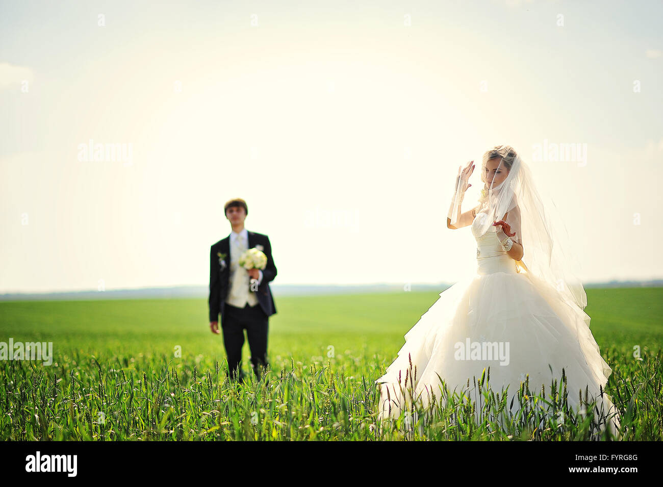 Gerade in der Liebe geheiratet Stockfoto