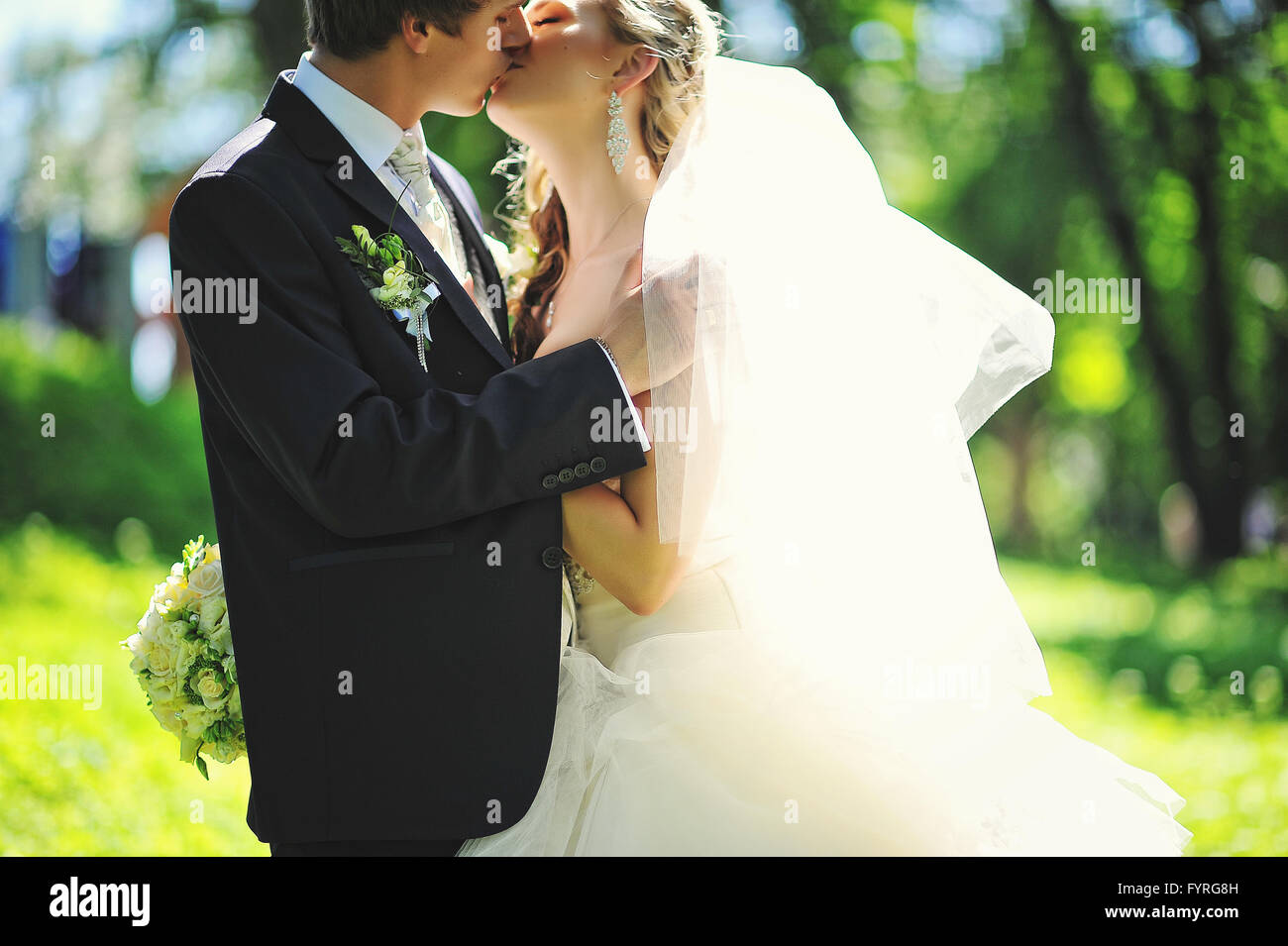 Gerade in der Liebe geheiratet Stockfoto
