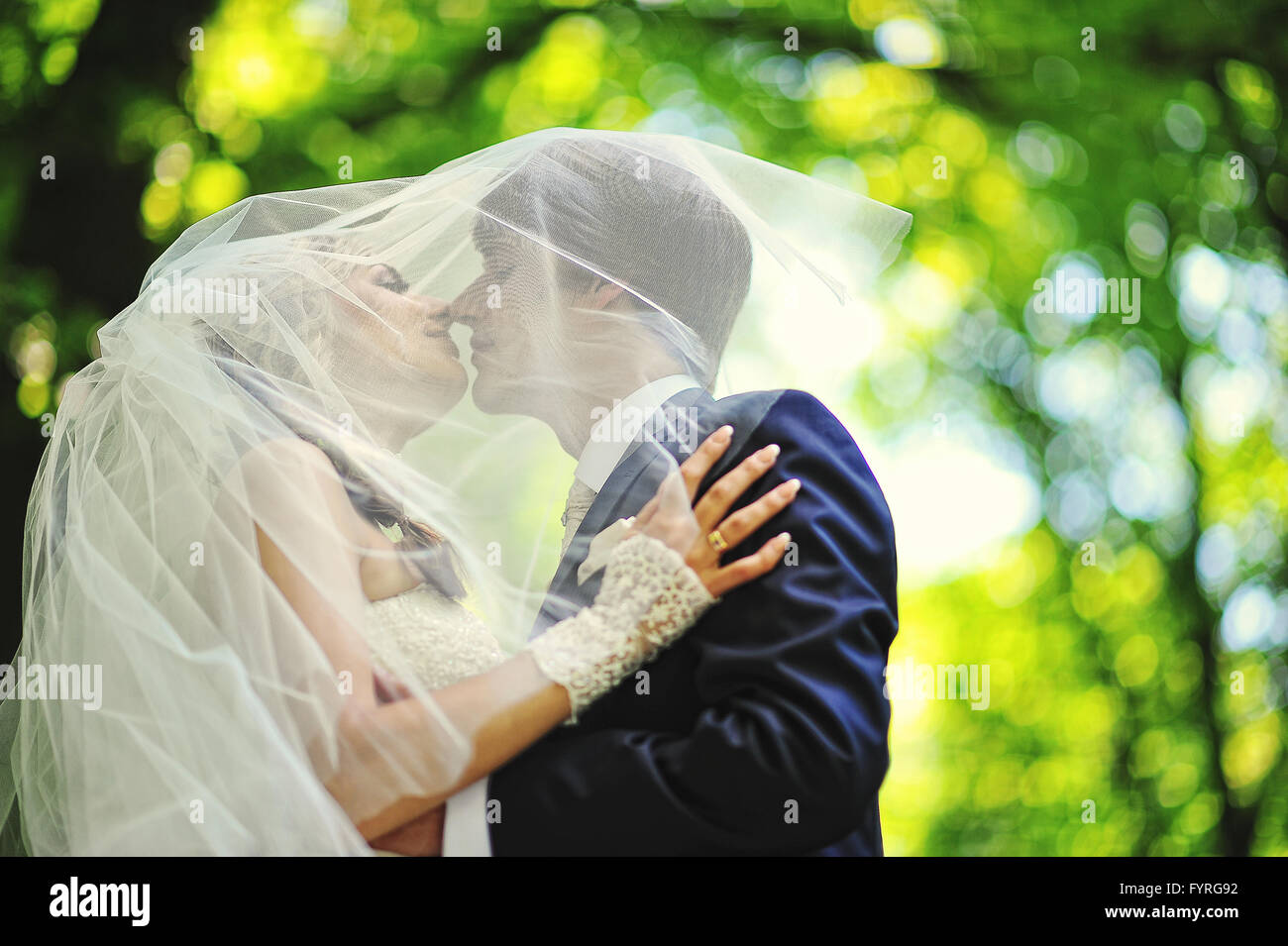Gerade in der Liebe geheiratet Stockfoto