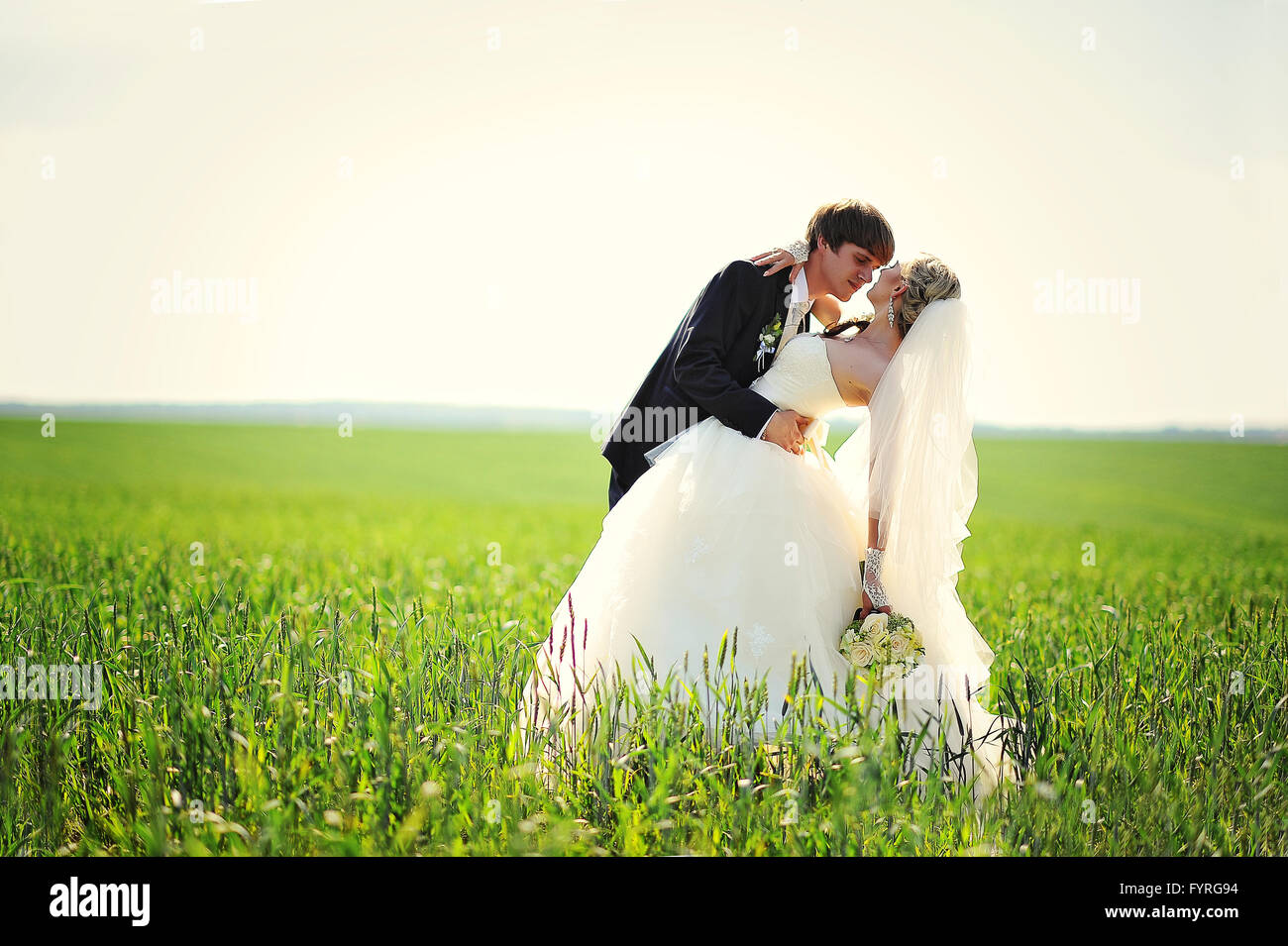 Gerade in der Liebe geheiratet Stockfoto