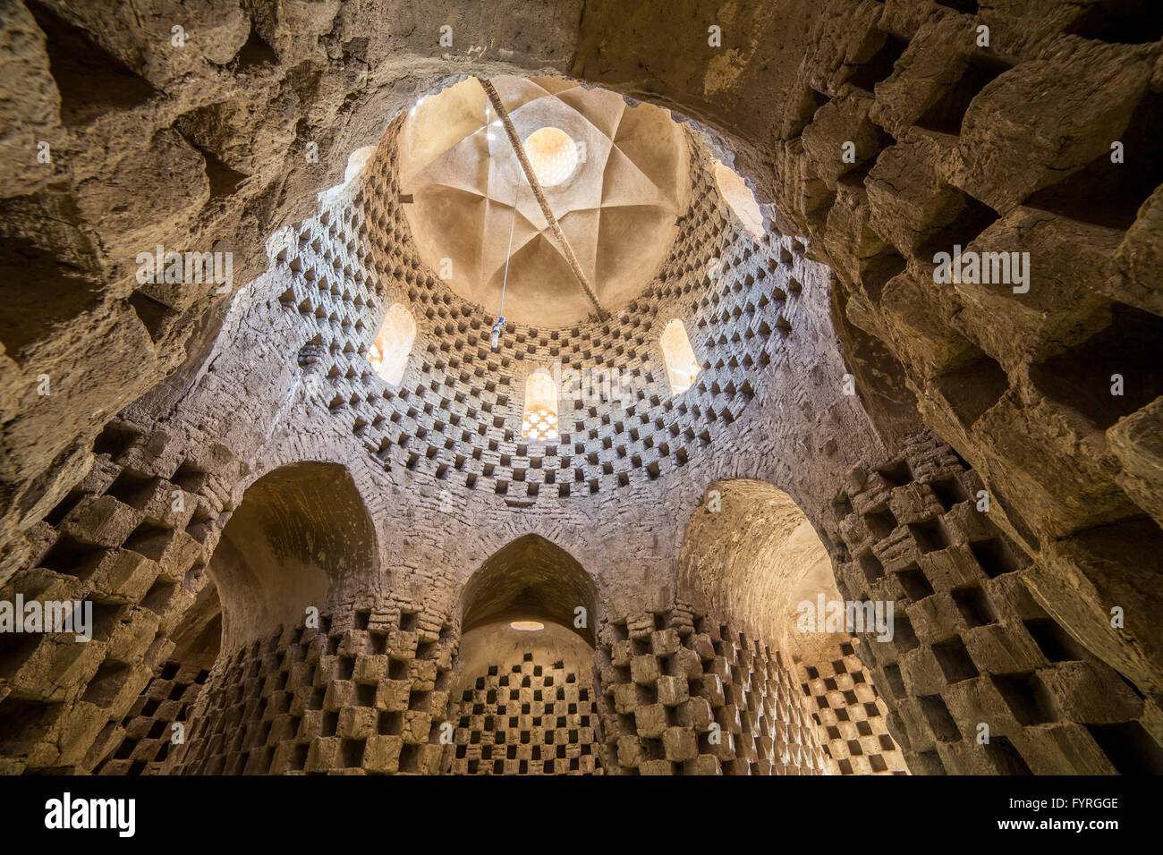 Innenraum der traditionellen Taubenschlag in der Provinz Yazd, Iran. Stockfoto