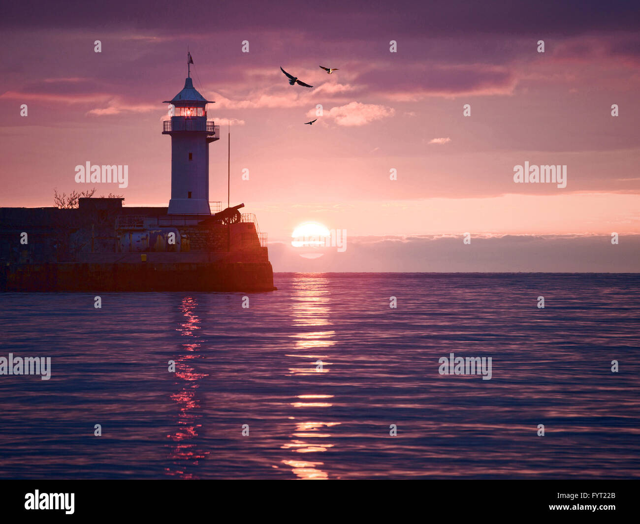 Aquarell-Stil Bild des Leuchtturms Stockfoto