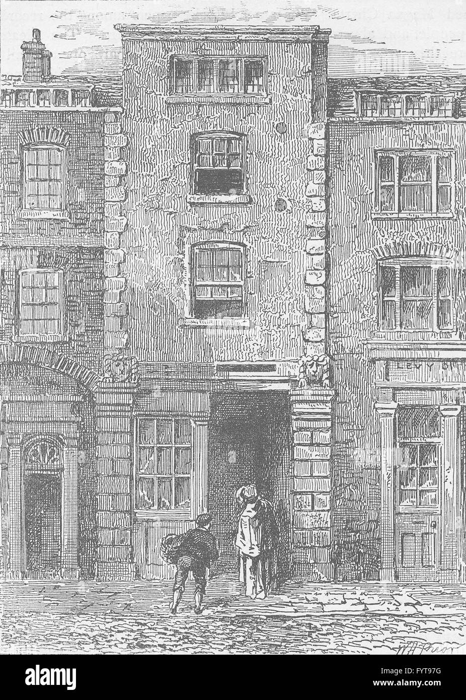 FETTER LANE: Haus soll von Dryden besetzt worden. London, print c1880 Stockfoto