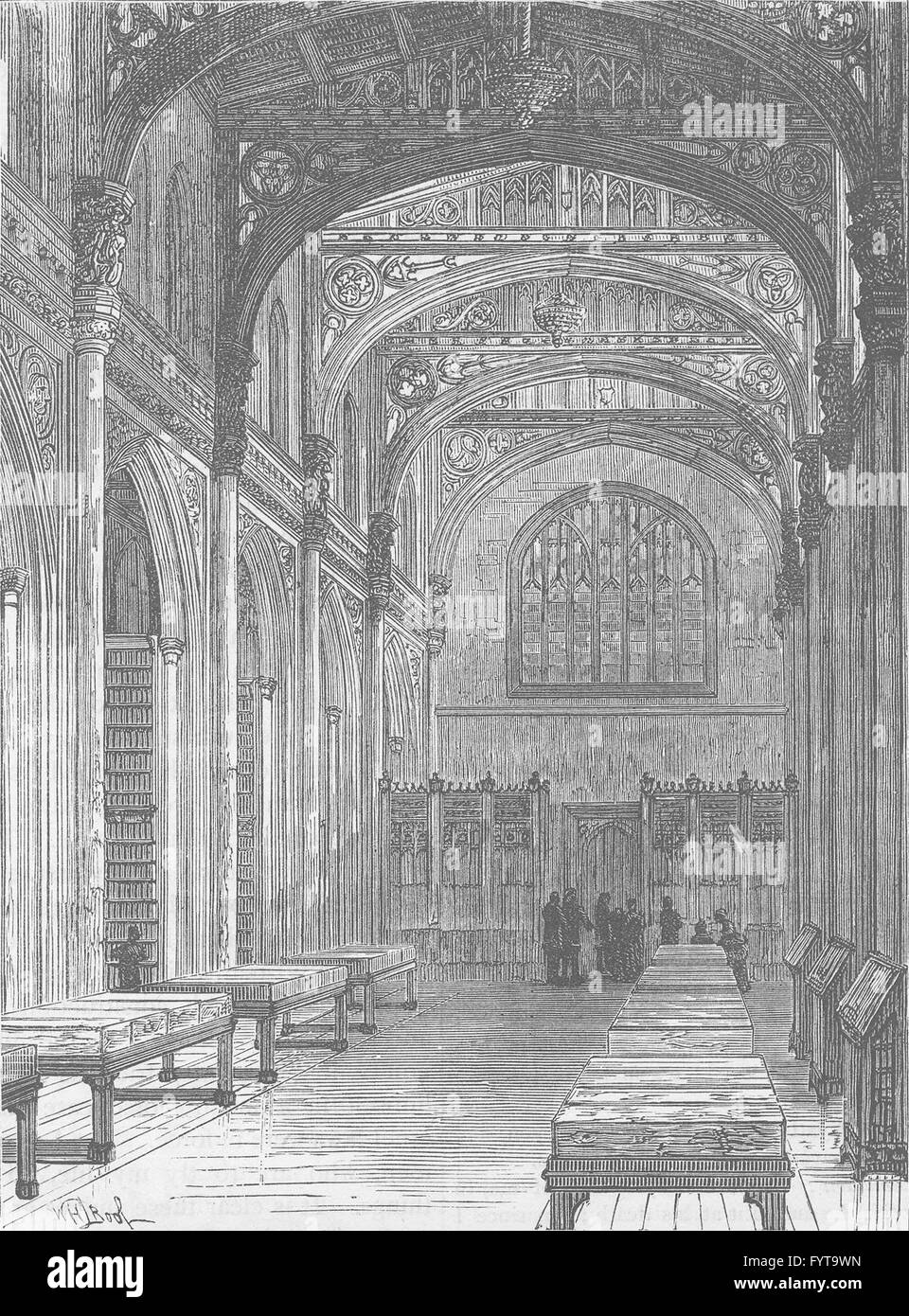 DER Oberbürgermeister von LONDON: Die neue Bibliothek, Guildhall, antiken print c1880 Stockfoto