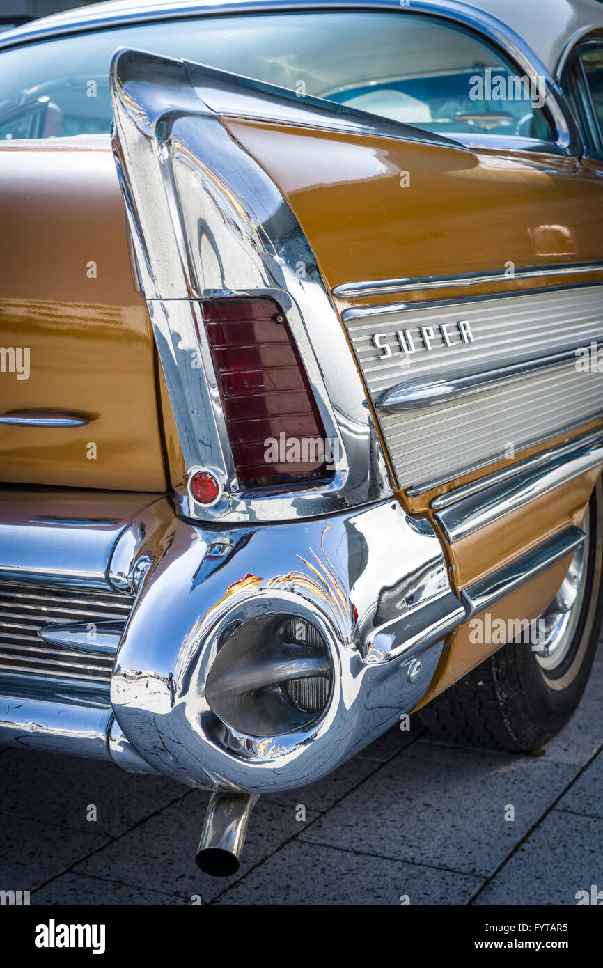 Fragment von Buick Super Rivera (hintere Bremse Lichter), 1958. Stockfoto