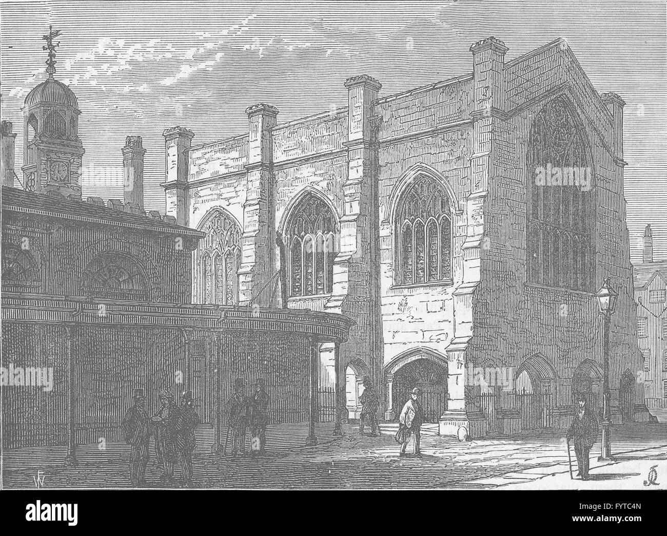 LINCOLN es INN FIELDS: Lincolns Inn Kapelle. London, antiken print c1880 Stockfoto