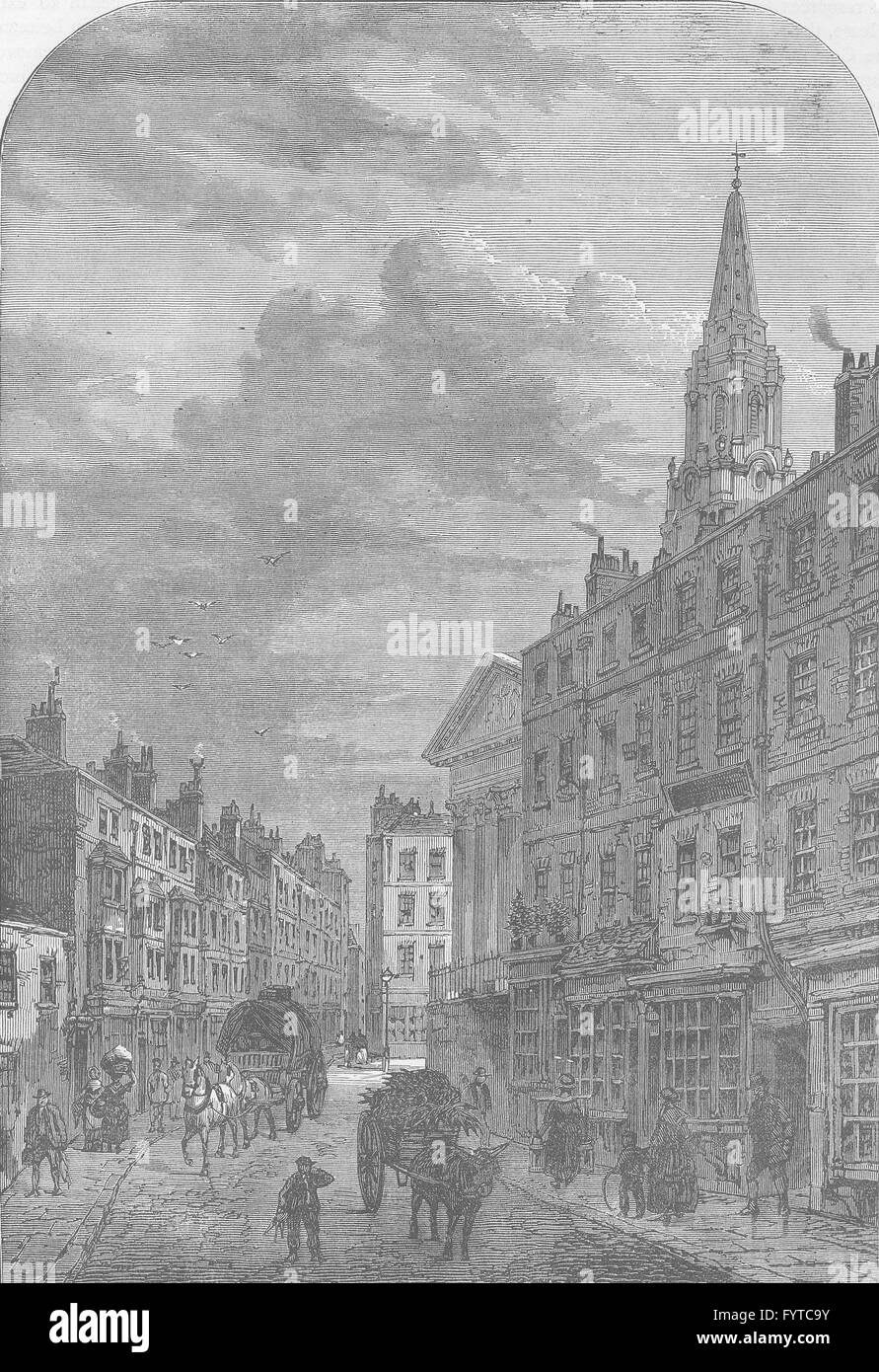 ST. Martins-IN-THE-FIELDS: St.Martin Lane, 1820. London, antiken print c1880 Stockfoto