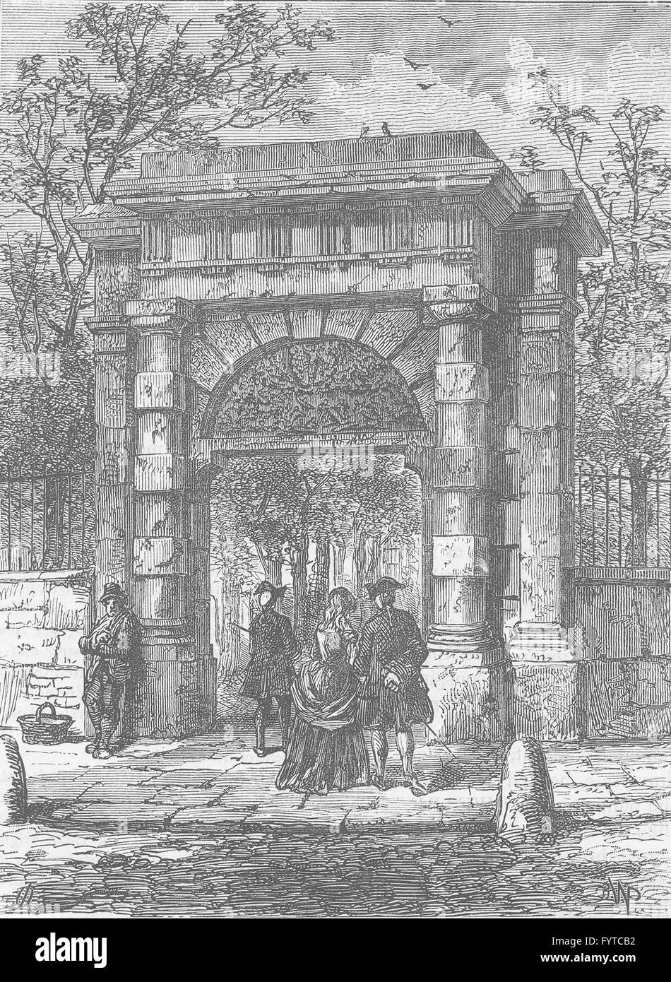 ST. Die GILES-IN-THE-FIELDS: Das Gateway in seine ursprüngliche Position. London, c1880 Stockfoto