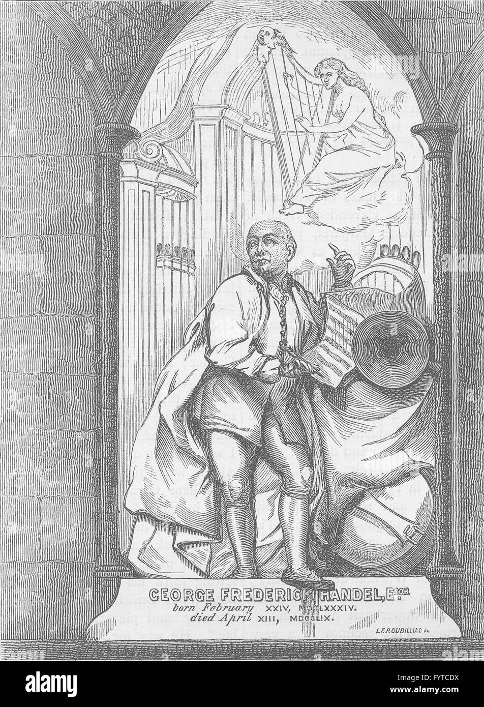 WESTMINSTER ABBEY: Händel Denkmal. London, antiken print c1880 Stockfoto
