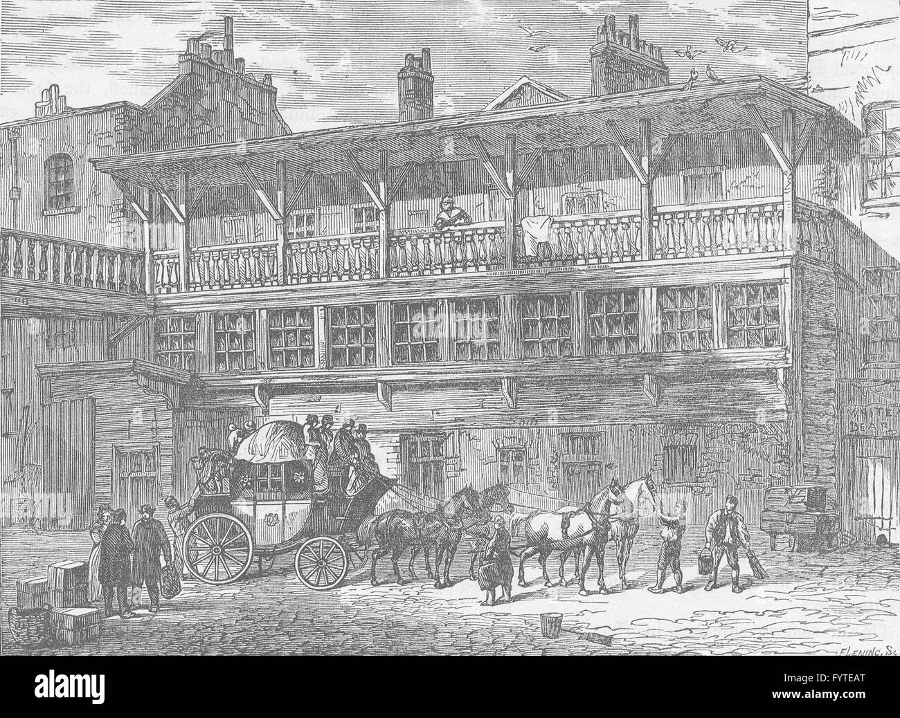 PICCADILLY: Der Hof des Gasthauses "Weißer Bär", ca. 1820. London, c1880 Stockfoto