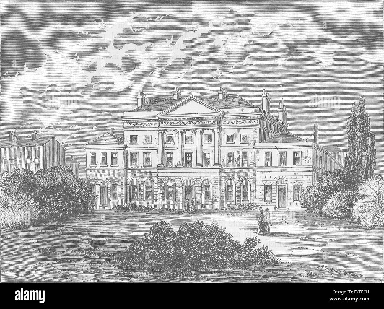BERKELEY SQUARE: Lansdowne House, im Jahre 1800. London, antiken print c1880 Stockfoto