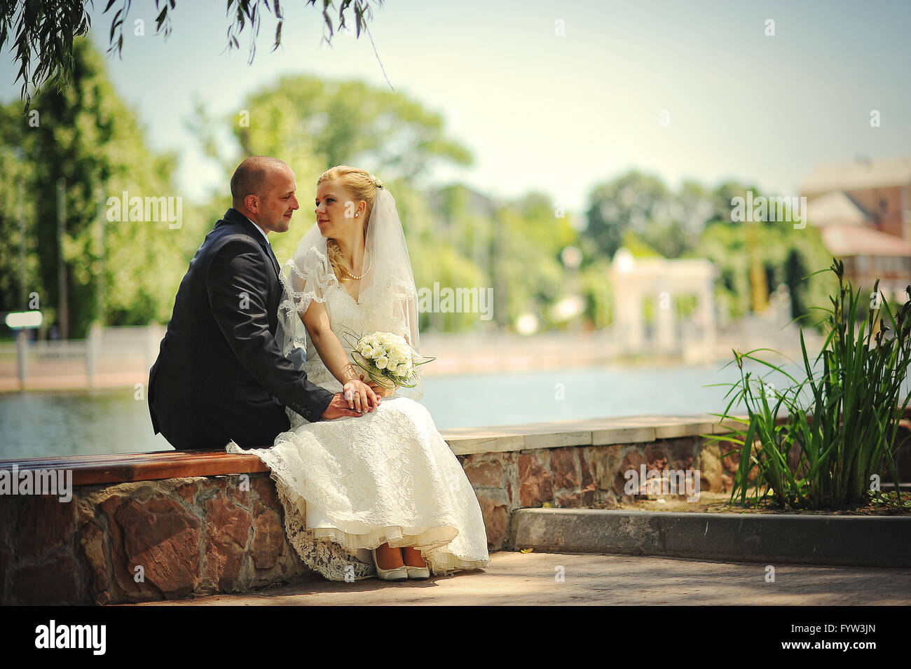 Nur verheiratete Paare, verliebt Stockfoto