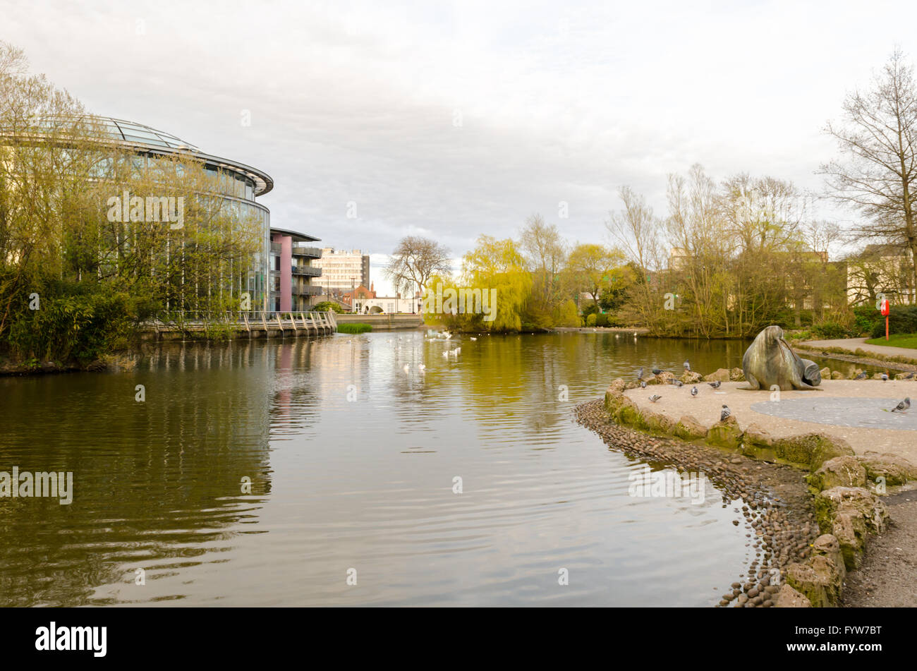 Der See und Wintergärten, Mowbray Park, Sunderland, Tyne & Verschleiß Stockfoto