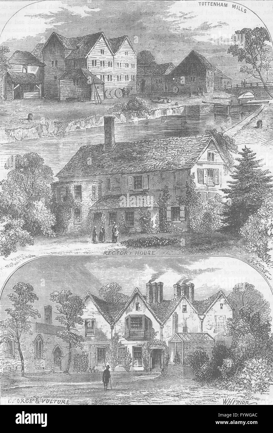 TOTTENHAM: Ansichten in Tottenham. London, antiken print c1880 Stockfoto