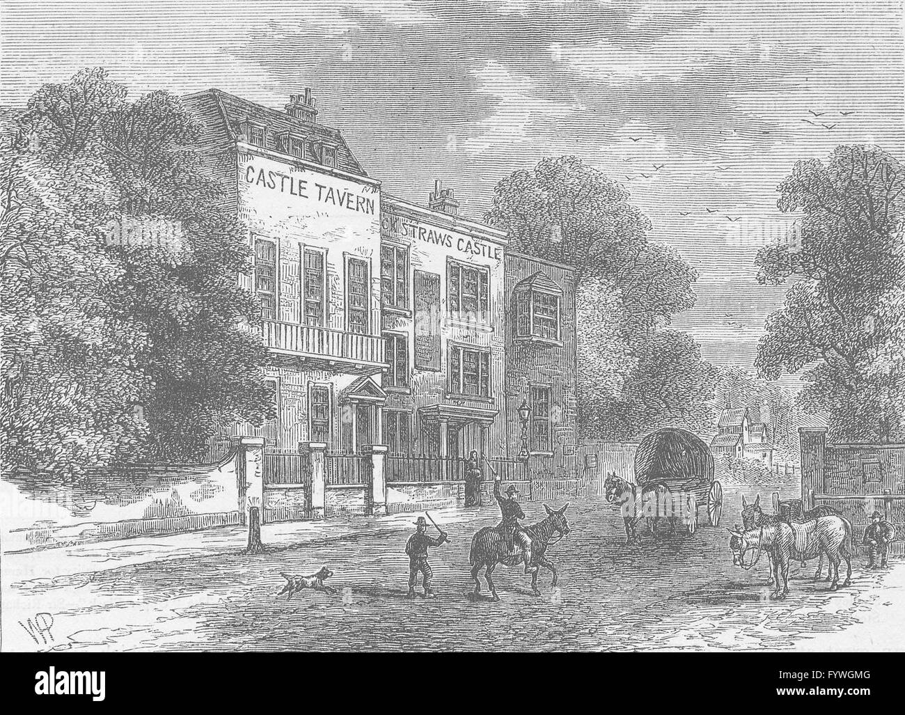 HAMPSTEAD: Jack Straw Burg. London, antiken print c1880 Stockfoto