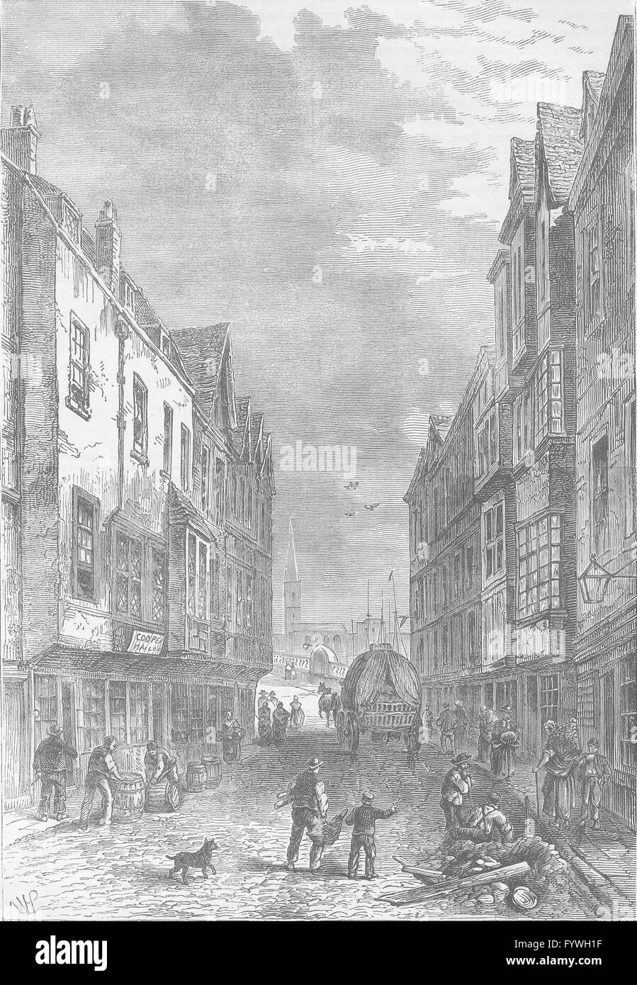 SOUTHWARK: Die Brücke-Foot, Southwark, 1810. London, antiken print c1880 Stockfoto