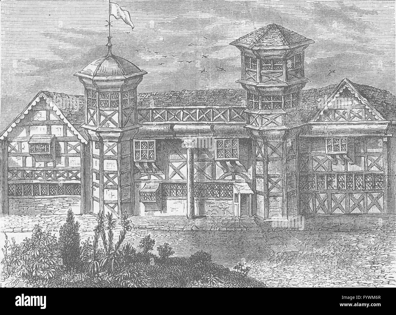 VAUXHALL: Das alte Herrenhaus bei Vauxhall, um 1800. London, alte print c1880 Stockfoto