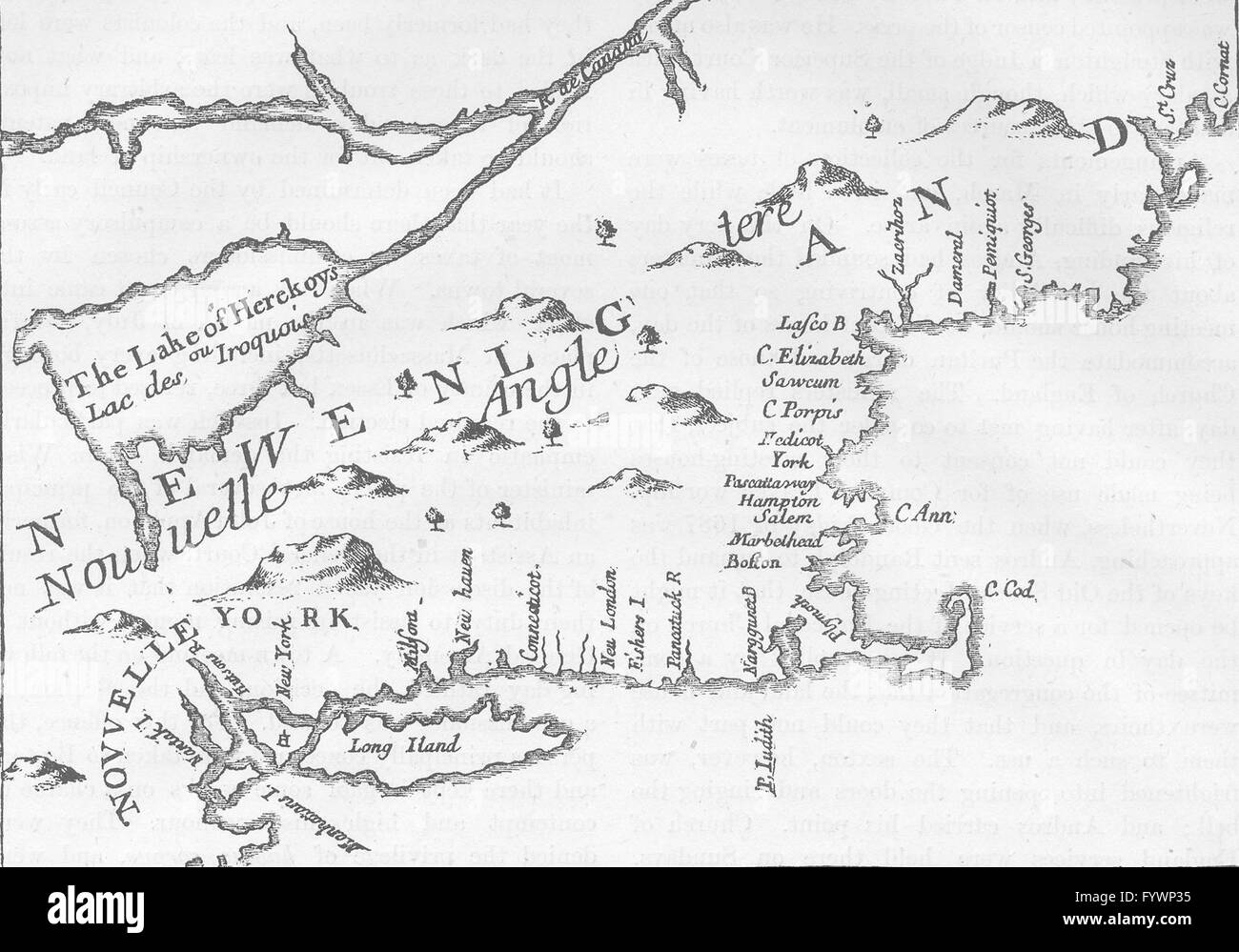 USA: Karte von Neu-England im Jahre 1684, c1880 Stockfoto