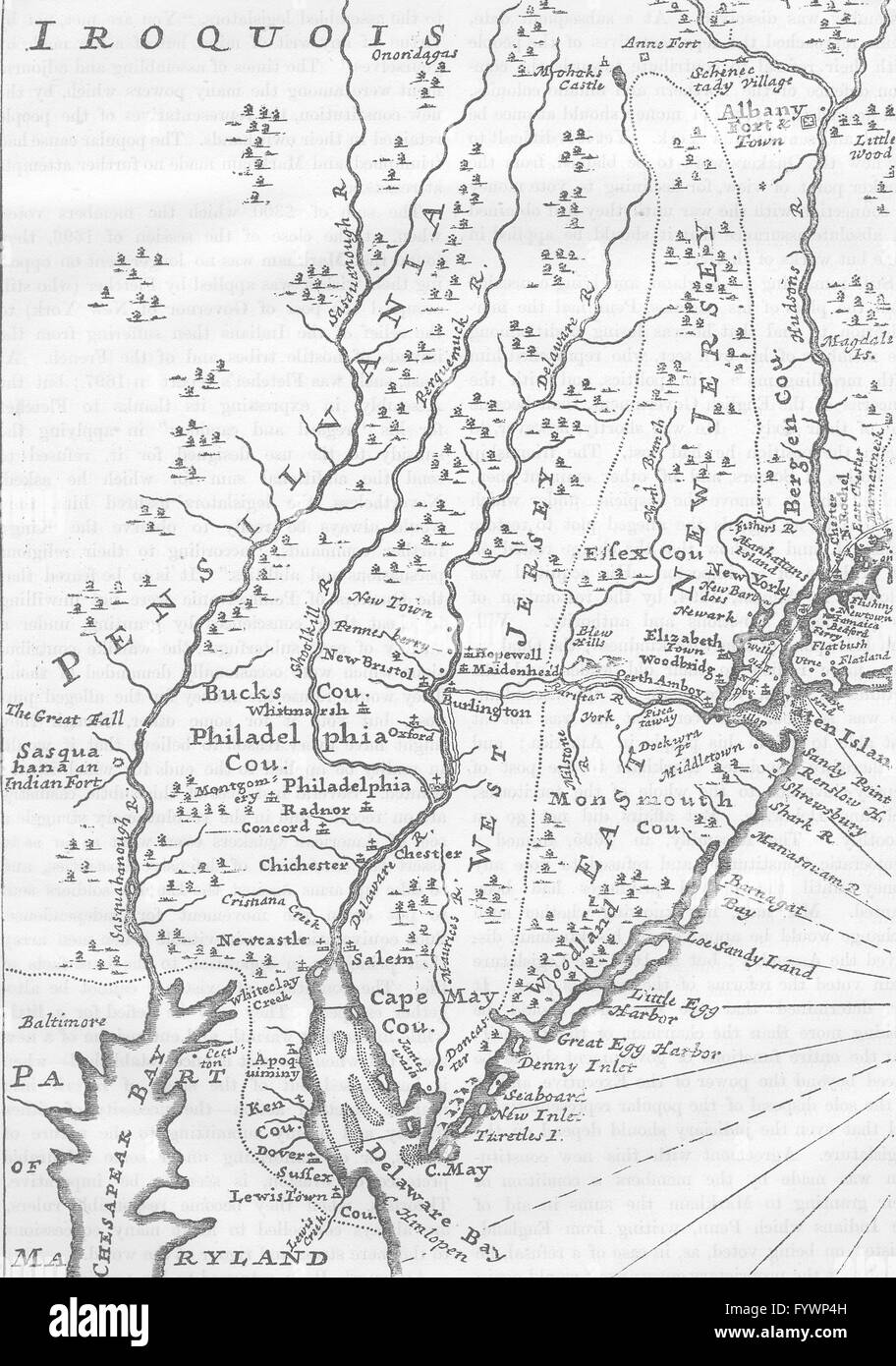 PENNSYLVANIA: in c1700, c1880 Antike Landkarte Stockfoto
