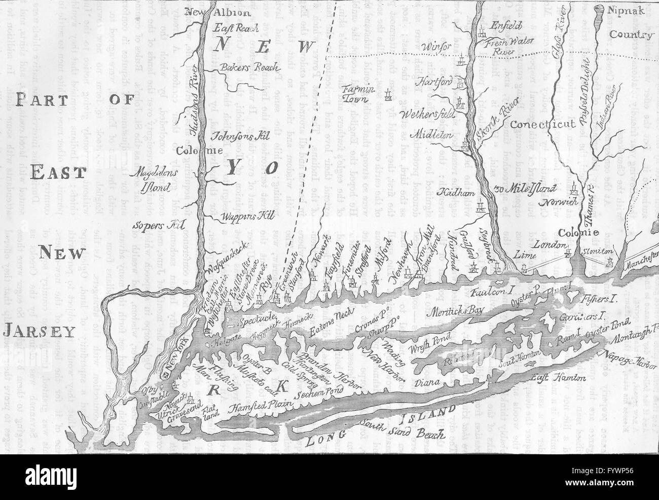 NEW YORK: Anfang des 18. Jahrhunderts, c1880 Antike Landkarte Stockfoto