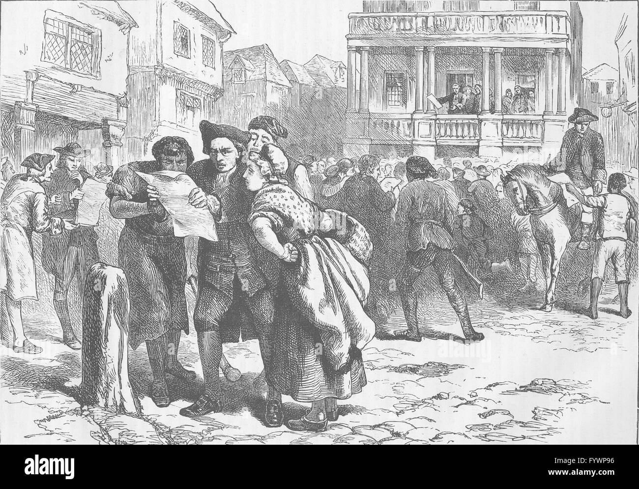 Gesellschaft: Bostonians Stamp Act, antiken print c1880 lesen Stockfoto