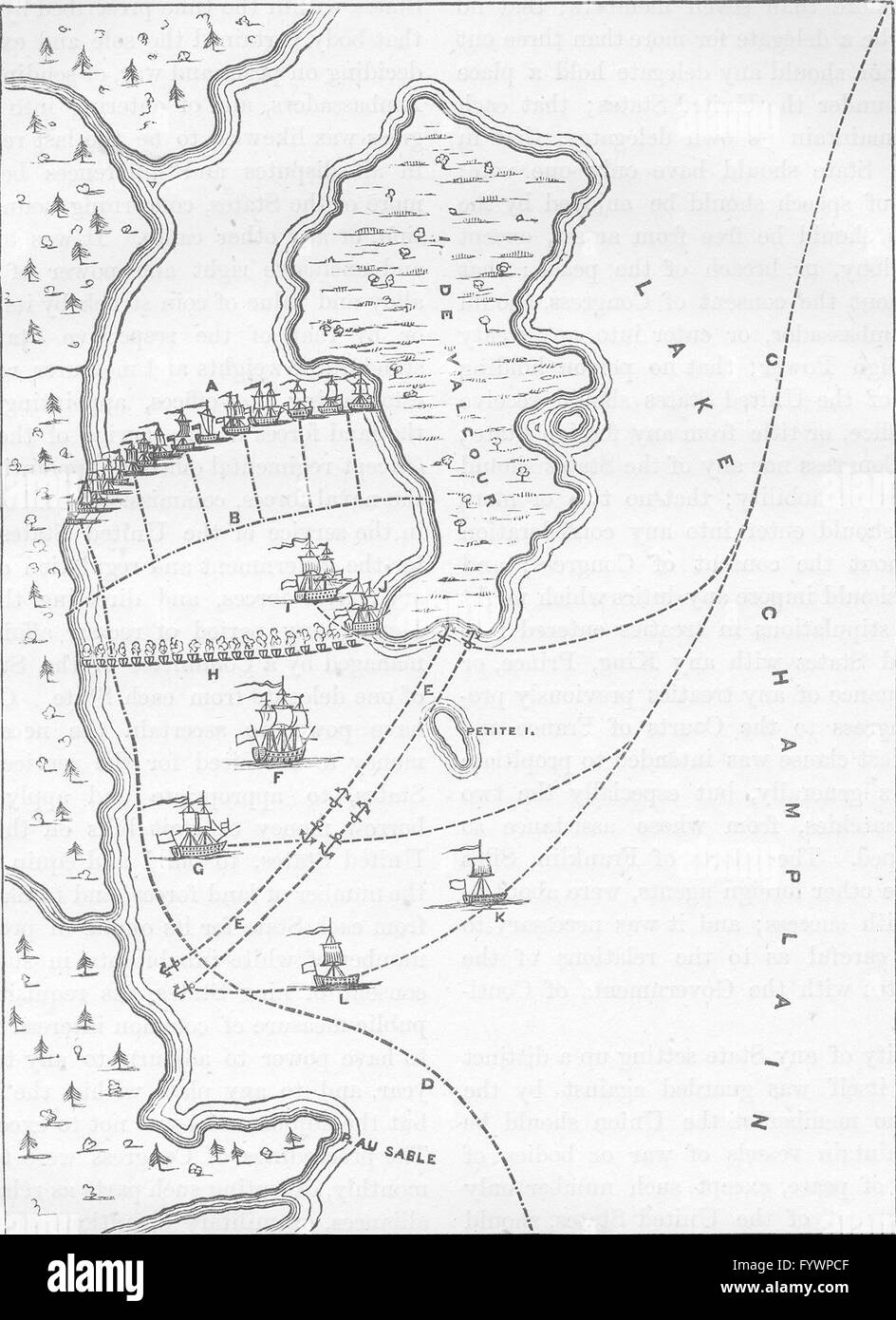 LAKE CHAMPLAIN: Marine Niederlage, Benedict Arnold, 1776, antique print c1880 Stockfoto