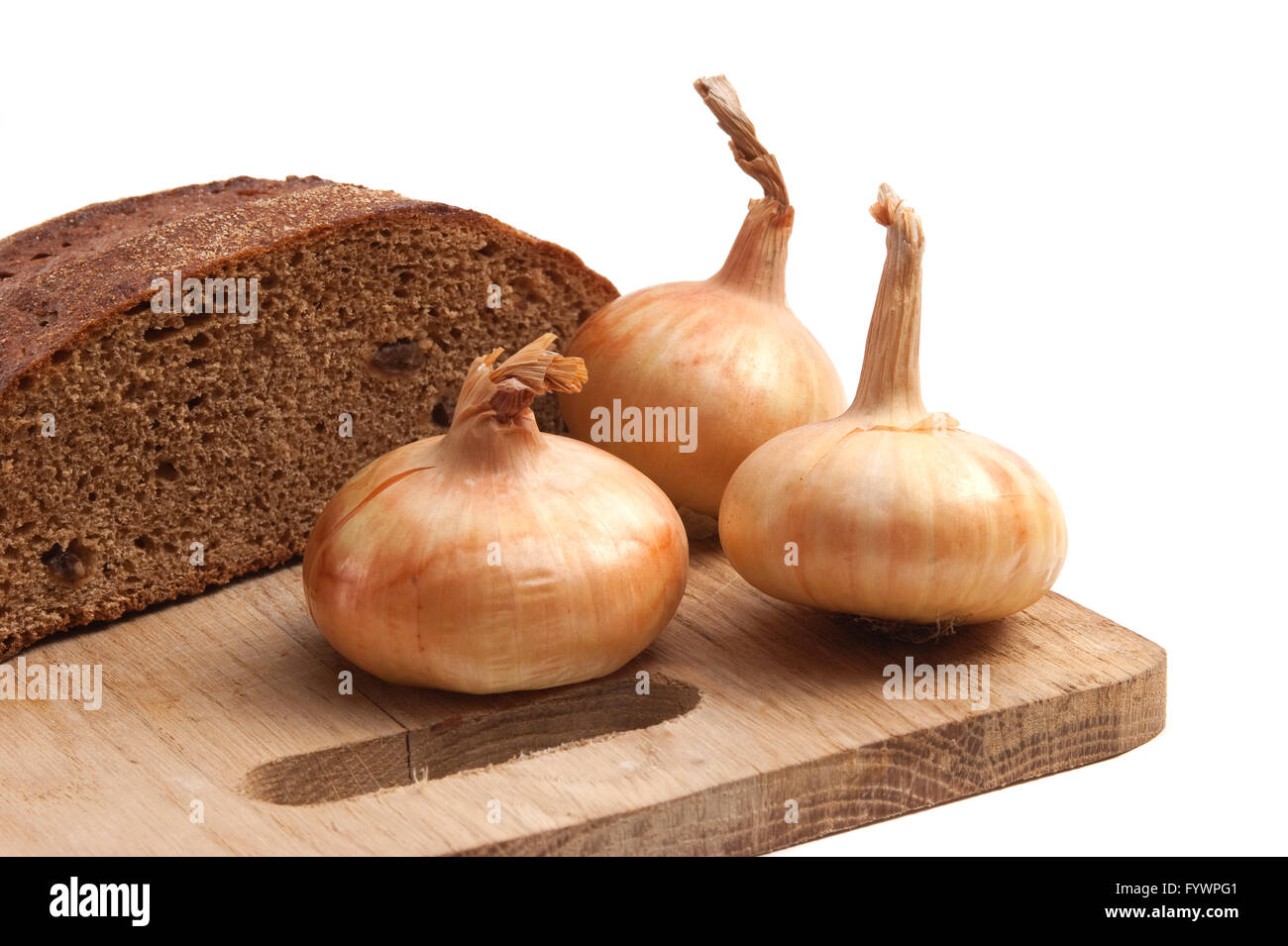 Roggenbrot und Zwiebeln Stockfoto