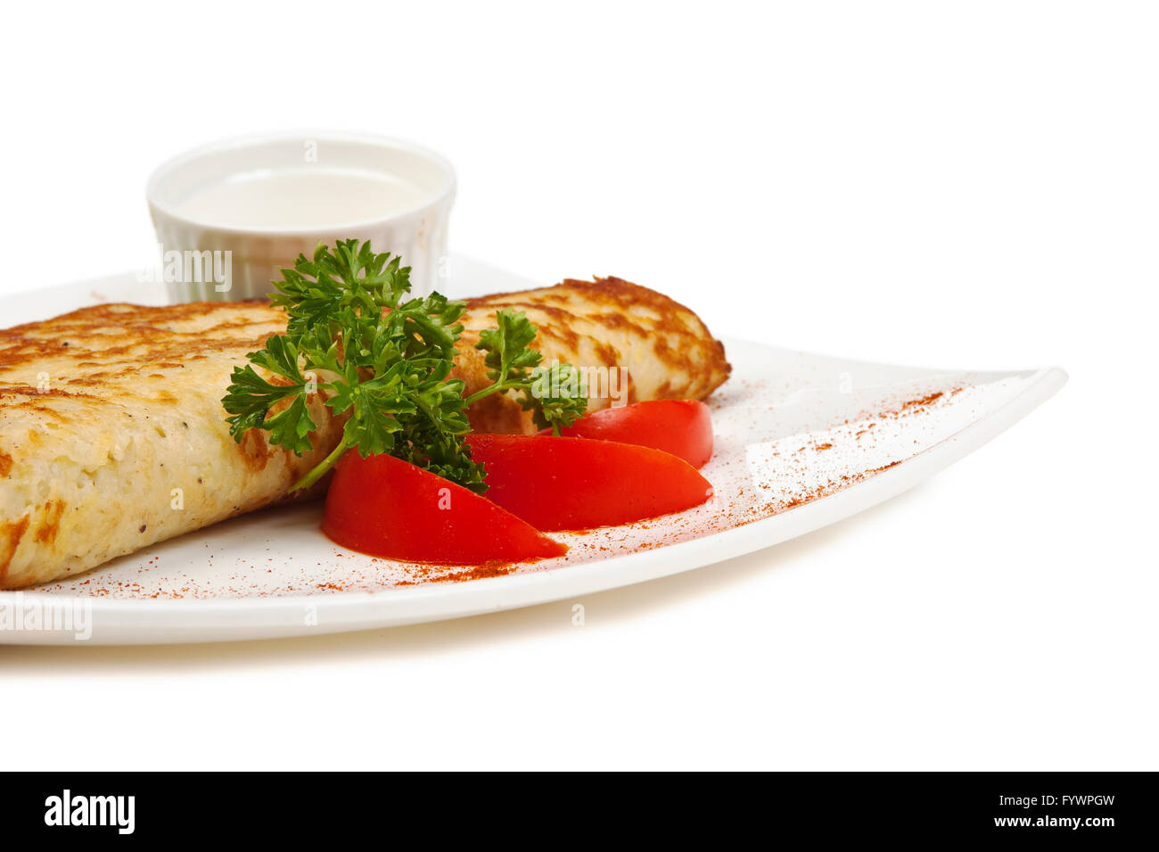 Gericht von Pfannkuchen mit Gemüse Stockfoto