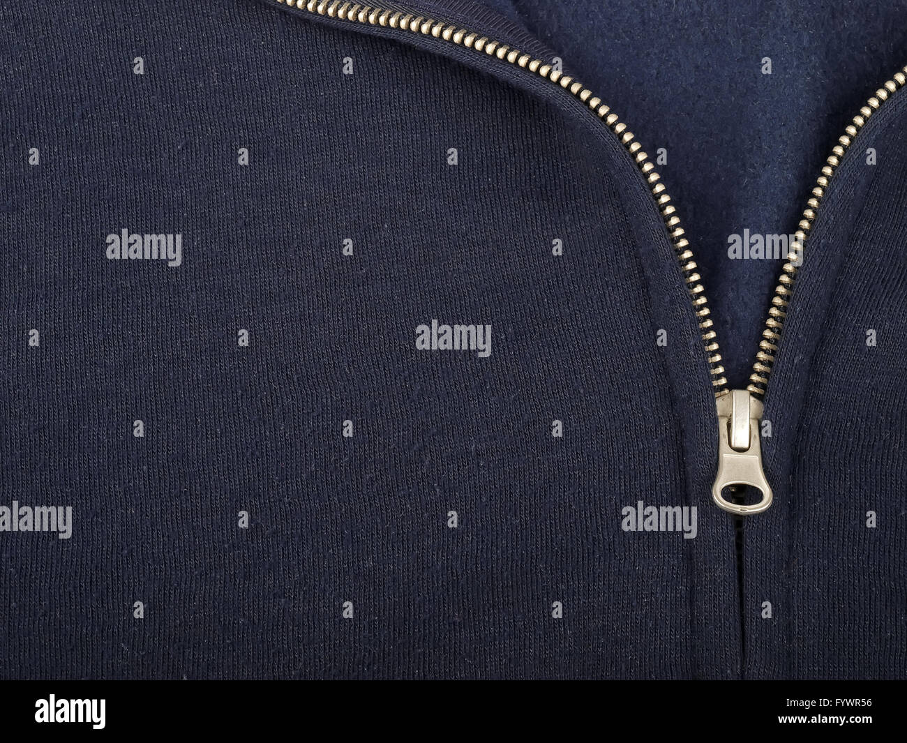Detail der Sweatshirt mit Reißverschluss, Studio gedreht Stockfoto