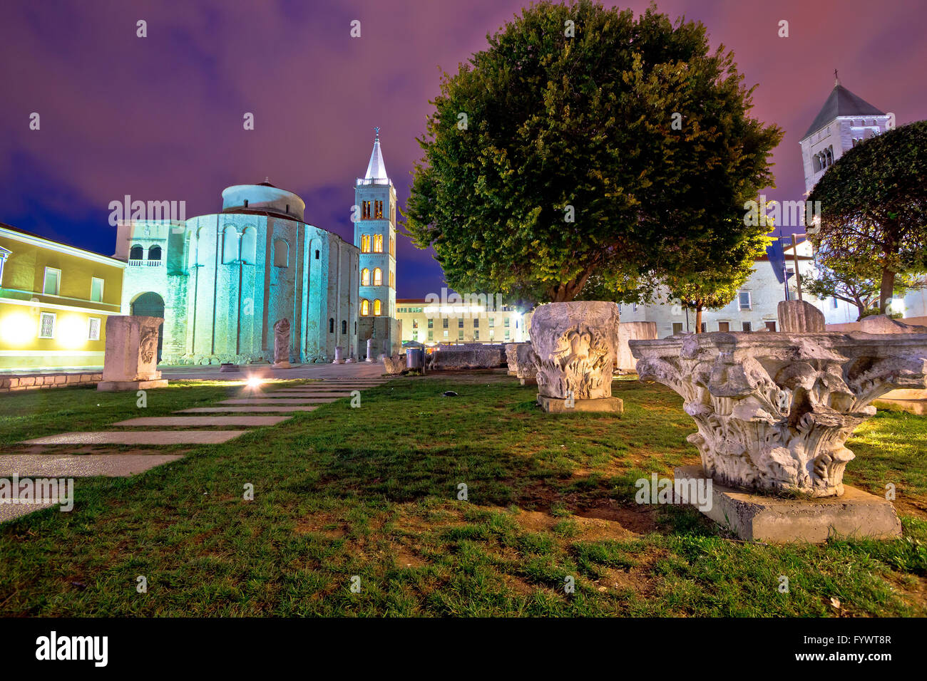 Zadar-historischen Platz am Abend-Ansicht Stockfoto