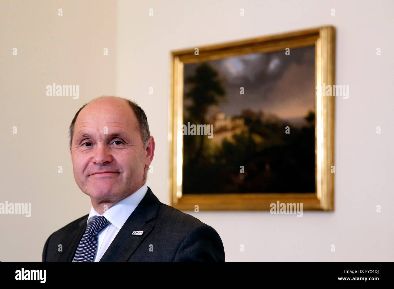 Volfgang Sobotka Rom 27. April 2016. Österreichische Botschaft. Pressekonferenz der Minister des Inneren des österreichischen über die Schranken der Grenze zwischen Österreich und Italien für Migranten. © Insidefoto/Alamy Live-Nachrichten Stockfoto