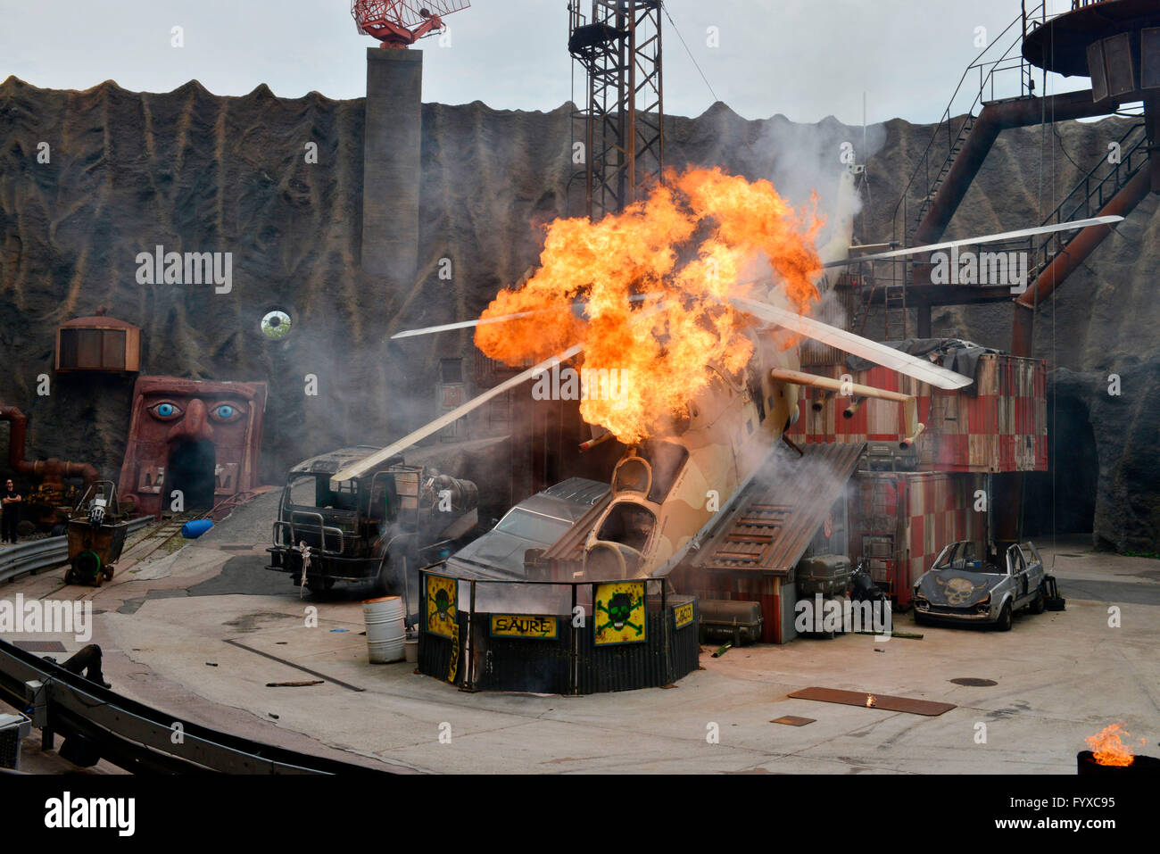 Stuntshow, Filmpark Babelsberg, Potsdam, Brandenburg, Deutschland Stockfoto