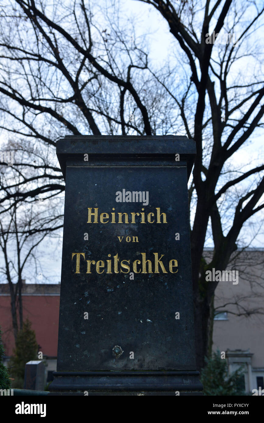 Grab von Heinrich von Treitschke, Grabstein, alte St. Matthew's Kirchhof, Schöneberg, Berlin, Deutschland / Alter St.-Matthäus-Kirchhof, Alter St.-Matthäus-Kirchhof, Schöneberg Stockfoto