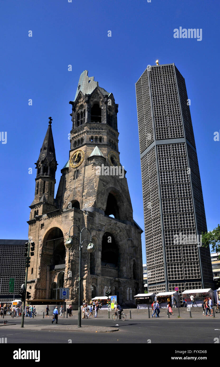 Kaiser-Wilhelm-Gedächtniskirche, Breitscheidplatz, Charlottenburg, Charlottenburg-Wilmersdorf, Berlin, Deutschland / Kaiser Wilhelm Gedachtniskirche, Kaiser-Wilhelm-Gedächtniskirche Stockfoto