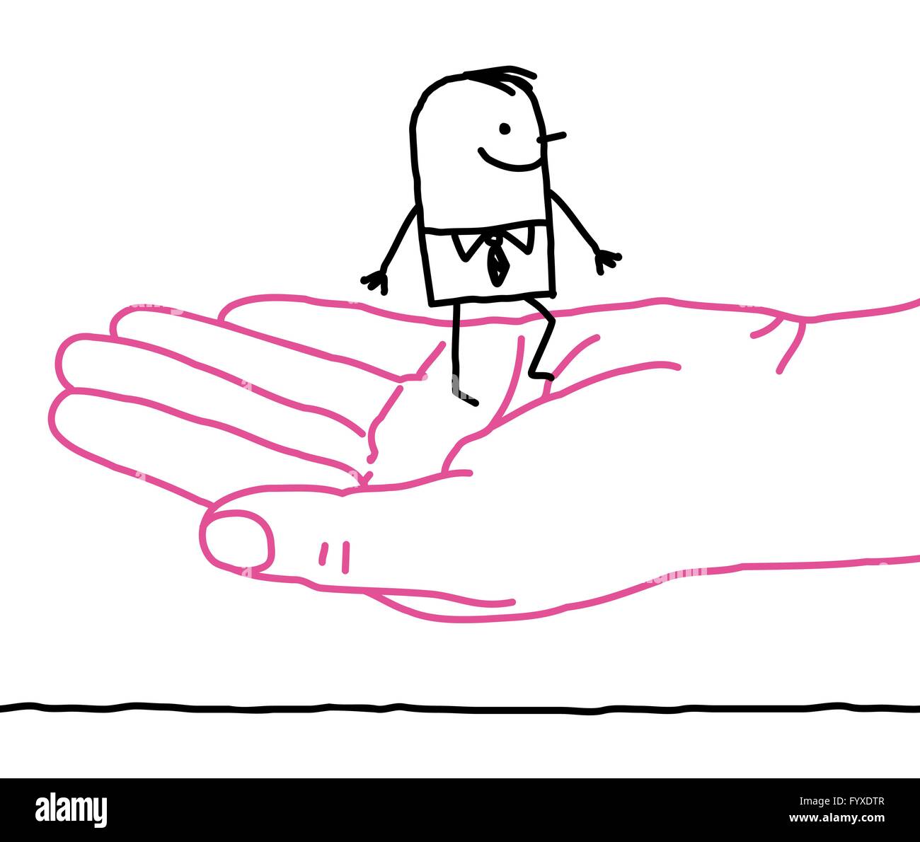 große Hand und Cartoon Geschäftsmann - Güte Stock Vektor