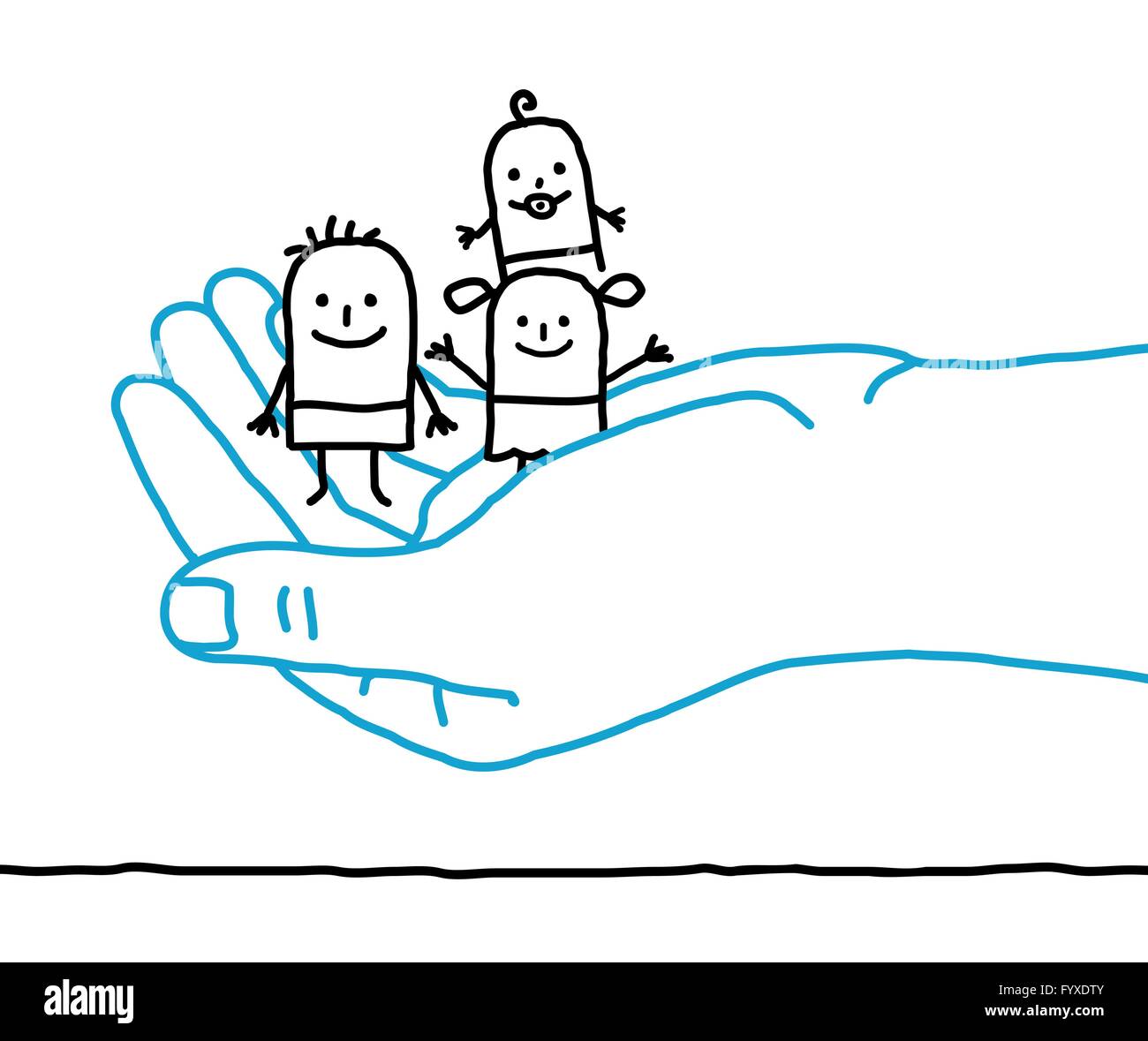 große Hand und Cartoon Kinder - Schutz Stock Vektor