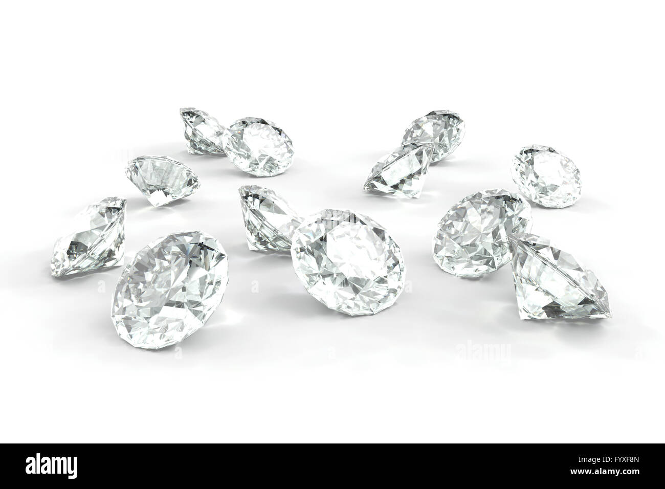 Diamanten, auf weißem Hintergrund Stockfoto