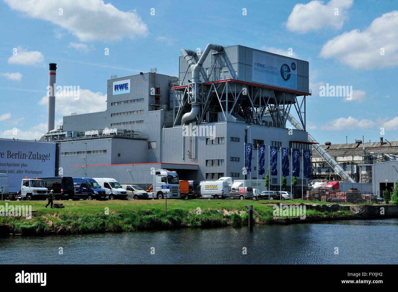 RWE-Biomasse kombiniert Heizkraftwerk, Hermannplatz, Berlin, Deutschland / Neukölln Stockfoto