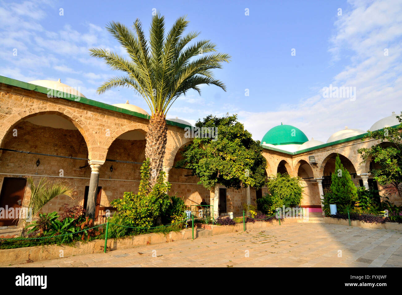 Moschee Ahmed Jezzar, Innenhof, Akkon, Galiläa, Israel / Akko Stockfoto